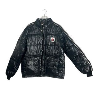 SWINGSTER Vintage Black Puffer Racing Jacket Zip Size XL Case International